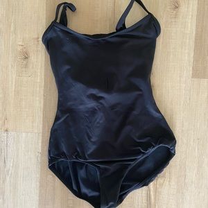 Mirella black leotard with knot detail on back